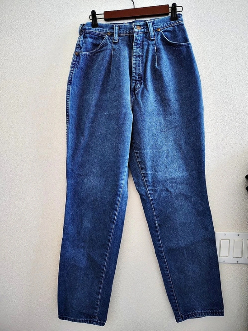 VTG Pleated Front Wrangler Straight Leg Jeans Blue